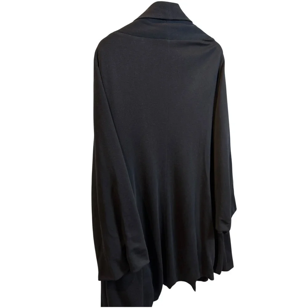 EILEEN FISHER Black Tencel Cashmere Long Coat Large L Bemberg Lined Duster